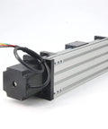 150mm Travel Dual Optical Axis Ballscrew SFU1605 Kit With NEMA23 Stepper Motor, angled view, aluminum linear stage