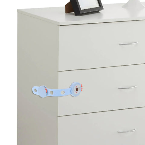 Three Piece Safety Cabinet Locks For Drawers And Doors With ABS And PE Material, kid-safe lock on white drawer
