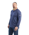 Man wearing FR Air Service T Shirt Sage Heather Long Sleeve Crew Neck Tee With Durable Lightweight Comfort, Flame Resistant Fabric