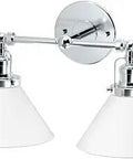 Chrome Cafe Double Sconce Hand Polished Premium Metal Wall Light With Concealed Set Screws Easy Mount On Tile Or Drywall