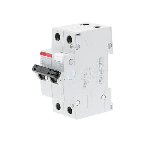 Top-Shelf Leakage Protection Circuit Breaker GSH201 Series showing side view with labeled thermal overload feature and connections.