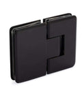 Standard Duty Adjustable 180 Degree Glass To Glass Hinge In Matte Black For 3/8 To 1/2 Inch Doors, durable finish close-up view
