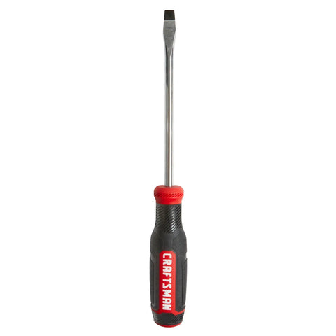 Heavy Duty Slotted Screwdriver With Bi Material Grip And Black Oxide Blade 5 16 By 6 Inch Precision Hand Tool, vertical view with ergonomic handle.