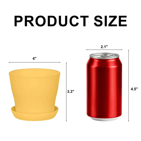 16 Pack 4 Inch Plastic Flower Pots Thickened Seedling Nursery Pots With Pallet Included Available In 8 Colors for size comparison with soda can