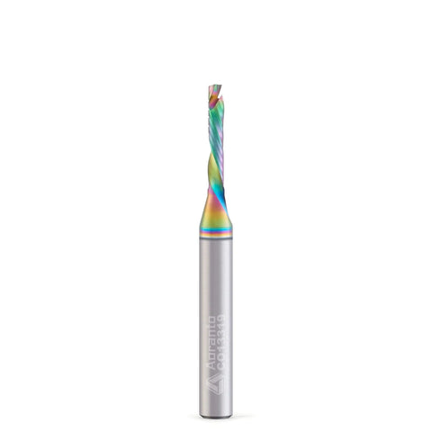 Compression CNC Router Bit One Eighth Inch Diameter One Quarter Inch Shank Two And One Half Inch Overall Length Upcut Downcut