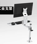 Heavy Duty Monitor And Keyboard Desk Mount System Aluminum Alloy Articulating Arm with adjustable base and keyboard shelf.