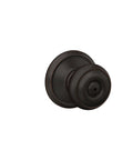 Georgian Privacy Door Knob With Bed And Bath Privacy Lock In Aged Bronze, round shape, visible push button on front