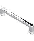 Ten Pack Polished Chrome Cabinet Pulls With Five Inch Hole Centers, Sleek Modern Kitchen Cabinet Handles For Cabinets, Drawers, And Furniture, Durable Dope Hardware For Quick Easy Upgrades close-up view of a single pull