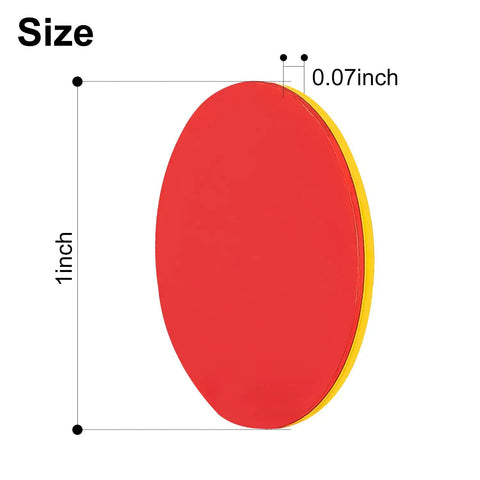 Round Math Counters Set, Durable Plastic Counting Chips In Yellow And Red, 200 Pieces, side view with dimensions