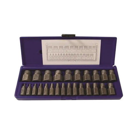 Heavy Duty Screw Extractor Set With Left Hand Spiral Grip For Stubborn Bolts And Studs Multi Spline Hex Head 25 Piece Kit in case
