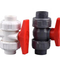 White Hose Connector Set, 15-Piece With Double Union Ball Valve For Garden Irrigation, Quick Disconnect For Easy Outdoor Watering, Universal Thread Fittings, Multi-Use Hose Kit For Hoses, Sprinklers, And Drip Lines. White and dark PVC ball valves with red handles