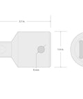 Diagram showing dimensions of 3/4 Inch Drive To 1/2 Inch Drive Reducer Adapter with Detent Grooves and Locking Hole.