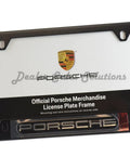 Porsche Stainless Steel Nameplate License Frame Matte Black Finish With Universal Mounting Holes And Matching Hider Caps Frame Only