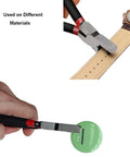 PANSHIYON 2mm handheld hole punch punching holes in a leather watch band; plier-style tool with red and black handles.