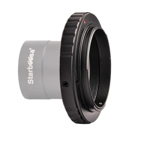 M42 T Ring Adapter For Nikon DSLR Cameras With Beefy Aluminum Build And Smooth Oxide Finish, side view showing thread detail