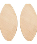 Close-up of two oval beechwood biscuits from the Beechwood Pro-Grade Joining Biscuits 100 Pcs Oval Wood Joiner Set for Woodworking.
