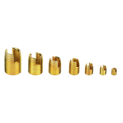 Self Tapping Threaded Inserts Kit With Brass Slotted Inserts 50 Pieces Easy Press In Installation For Quick Durable Repairs In Wood Metal Aluminum And Plastic Projects, assorted sizes