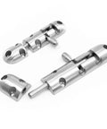 Heavy Duty Sliding Bolt Door Latch With Slick Automatic Return Action Stainless Steel Lock for patio and indoor doors.