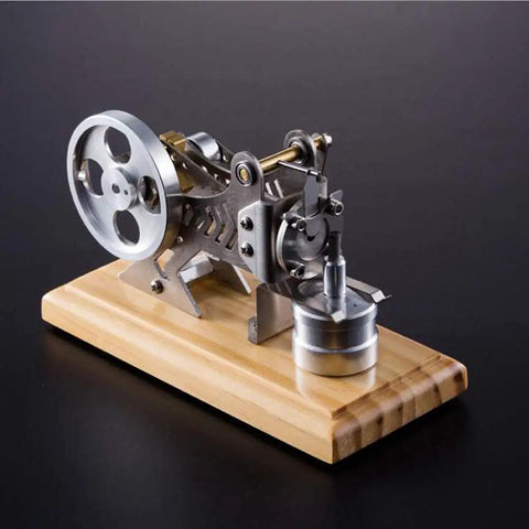 DIY Sterling Engine Kit For Vacuum Engine Model Enthusiasts, Tech Nerds, Physics Experiments, Desktop STEM Toy, Hands On Learning Demo, Build Your Own Vintage Heat Engine on wooden base