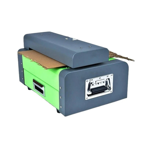 Carton Expansion Cutter For Eco Friendly Packaging Converts Waste Cardboard Into Recyclable Mesh Strips Producing Cushioning Material To Protect Fragile Goods During Transit Workhorse Express Packing Tool For Corrugated Boxes 500mm, green and gray