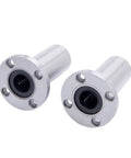 Long Type Flange Linear Motion Bearing 6mm 8mm 10mm 12mm Beefy Yet Smooth LMF Series Precision Bearings For Smooth Linear Motion With Easy Install And Durable Construction LMF6LUU LMF8LUU LMF10LUU, two aluminum flange bearings