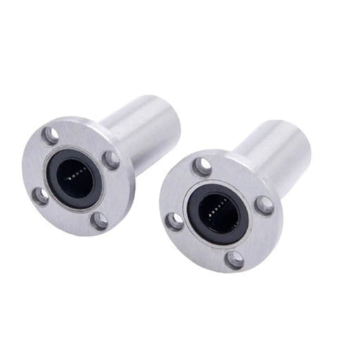 Long Type Flange Linear Motion Bearing 6mm 8mm 10mm 12mm Beefy Yet Smooth LMF Series Precision Bearings For Smooth Linear Motion With Easy Install And Durable Construction LMF6LUU LMF8LUU LMF10LUU, two aluminum flange bearings