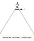 Front view of HARFINGTON 12-inch steel spring joint caliper for wood turning lathe work, adjustable inside caliper