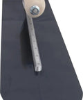 Fully Rounded Concrete Finishing Trowel With Blue Steel Blade And Wood Handle, 24 By 5, Pro Grade Masonry Tool Top View