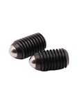 Top Shelf Stainless Steel Spring Ball Plungers Loaded With Hex Drive Snappy Locking Action M8 X 30mm Precision Set Screws, black with polished tip.