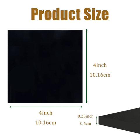 Four Piece Anti Vibration Pads One Quarter Inch Thick Four Inches By Four Inches Neoprene Rubber Blocks For Anti Slip Shock Absorption And Surface Protection shown in size measurement