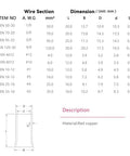 186-Piece Non-Insulated Copper Tin-Plated Ferrule Kit diagram with measurements and wire section details in mm2 and AWG.