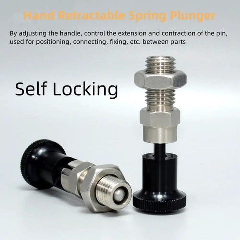 Heavy Duty Stainless Steel Ball Nose Spring Plunger, Self Locking Retractable Indexing Pin With M16 Thread, Pro Grade Push Fit Knob Tool