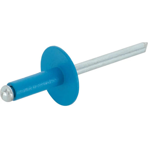 Built Tough Blind Rivets 3/16 Inch Large Head White Aluminum With Steel Shank 250 Pack Box For Quick Sheet Metal Fixes Rock Solid Grip Range Quarter To Three Eighths