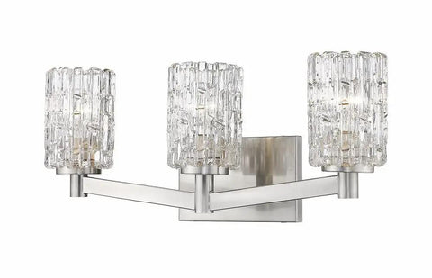 Three Light Vanity Fixture With Crystal Glass Shades Transitional Contemporary Bathroom Light Model 1931-3V-CH