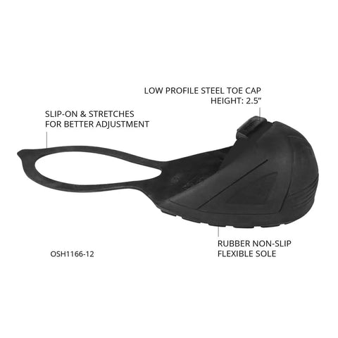 Solid Steel Toe Safety Overshoes All Black Low Profile Non Slip Rubber Backstrap Portable Impact Shield Unisex Work Boot Covers Medium Mens 8 To 10 Womens 10 To 12 Real Deal Grind Kickcovers