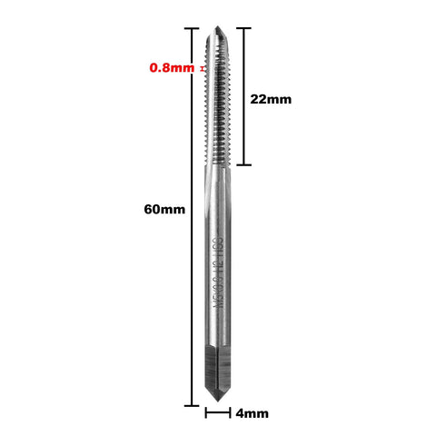 2Pcs M5 X 0.8 Thread Tap HSS Right Hand Milling Tap For Through And Shallow Holes with size annotations