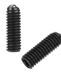 Pack Of Ten M4 X 12mm Hex Socket Carbon Steel Ball Spring Plungers, showing two black carbon steel detent pins.
