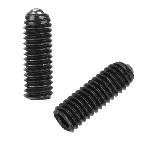 Pack Of Ten M4 X 12mm Hex Socket Carbon Steel Ball Spring Plungers, showing two black carbon steel detent pins.