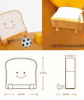 Toast Shaped Night Light With Cute Smile Face Double Or Single Side LED Toast Lamp Warm 4000K Eye Friendly Lit Glow For Bedroom Or Dorm