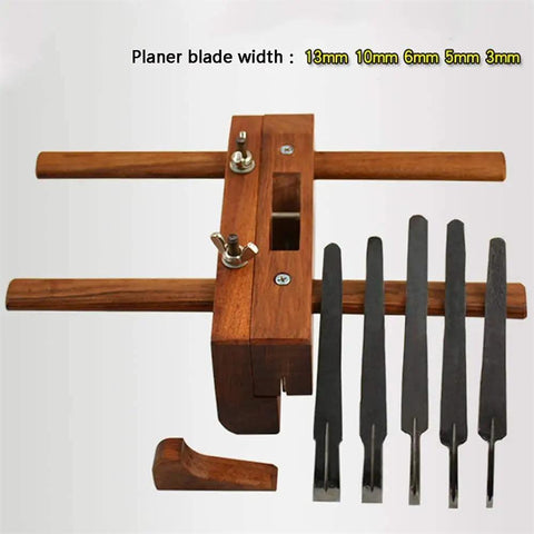 Adjustable Wooden Hand Plane With Double Handle Rabbet Scraper And Five Razor Sharp High Speed Steel Blades for precise wood trimming