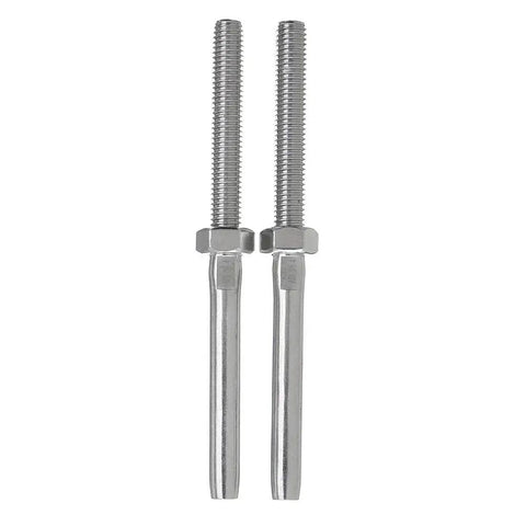 M8 X 4Mm Stainless Steel Swage Stud Terminal Wire Rope Threaded End Fitting Made From 316 Marine Grade Steel, showing two terminals.