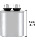 5uF Oval Run Start AC Capacitor CBB65A 370V 450V For Air Conditioners 50 60Hz Replacement Part with height shown