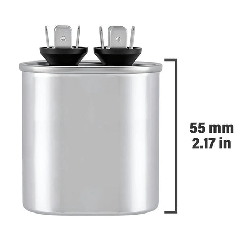 5uF Oval Run Start AC Capacitor CBB65A 370V 450V For Air Conditioners 50 60Hz Replacement Part with height shown