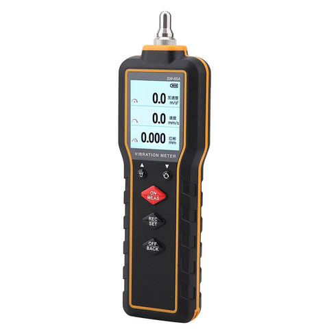 Handheld Vibration Meter And Digital Vibration Analyzer Tester With Portable Vibrometer Sensor Compact On The Go Vibration Meter For Machinery Diagnostics Data Logging And Fault Detection black and orange handheld unit