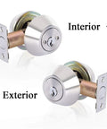 Double Keyed Deadbolt Lock With Keyed On Both Sides And Two Way Adjustable Cylinder For Privacy Or Passage, Satin Stainless Steel Finish