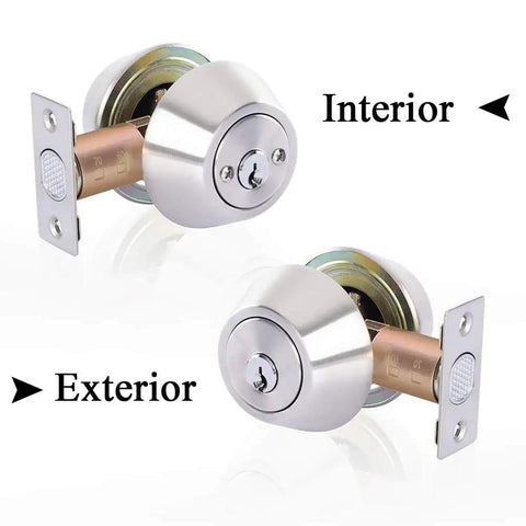 Double Keyed Deadbolt Lock With Keyed On Both Sides And Two Way Adjustable Cylinder For Privacy Or Passage, Satin Stainless Steel Finish