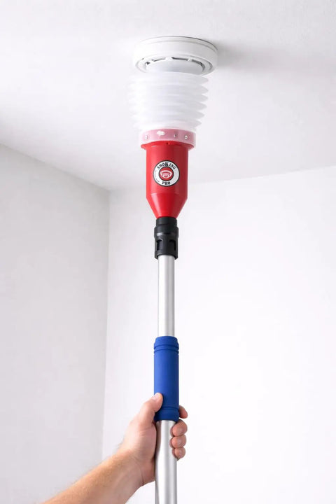 Smoke Detector Tester Pro With Long Reach Pole For Fire Alarms, Non Conductive PVC Construction, Drop Ceiling Friendly, Enclosed Test Cup With Smoke, Beefed Up Redesign And Durable Build, Best Seller Since 2018