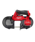 M12 Fuel Compact Cordless Band Saw with 2.5 inch throat depth and 30.56 inch blade, ideal for portable on-the-go cutting.