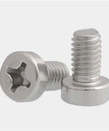 Top Shelf 304 Stainless Cheese Head Machine Screws M3 X 4mm Cross Recessed Cylindrical Fasteners 50 Pack close-up view