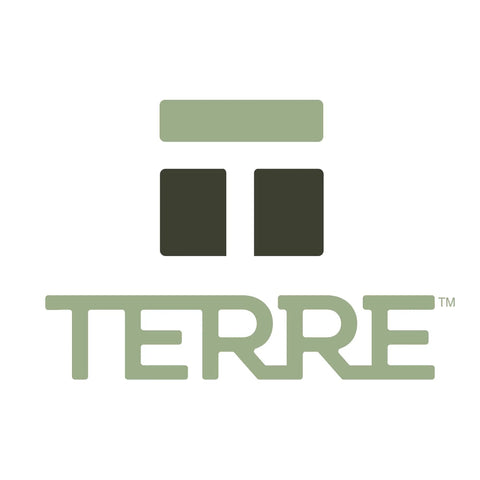 Logo with two green squares and text 'TERRE' below, on a white background